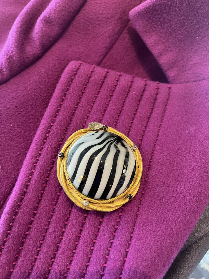 Rare "Robert"1950s Striped Glass Pin/Brooch