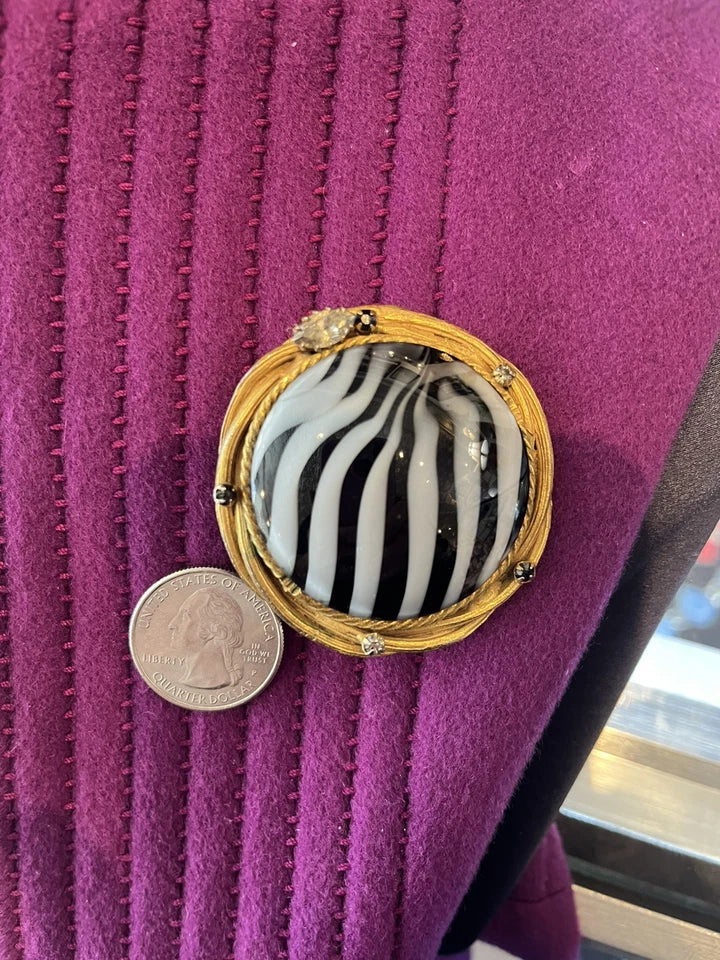 Rare "Robert"1950s Striped Glass Pin/Brooch