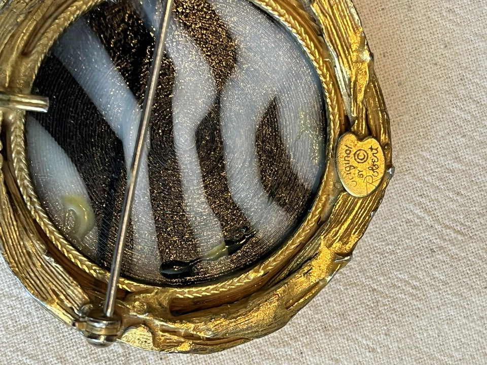 Rare "Robert"1950s Striped Glass Pin/Brooch