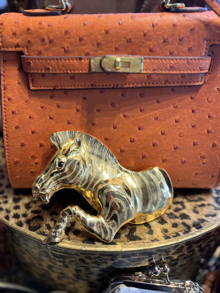 Rare Christopher Ross 24k Plated Zebra Belt Buckle 1992