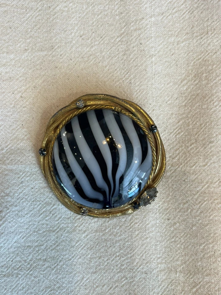 Rare "Robert"1950s Striped Glass Pin/Brooch