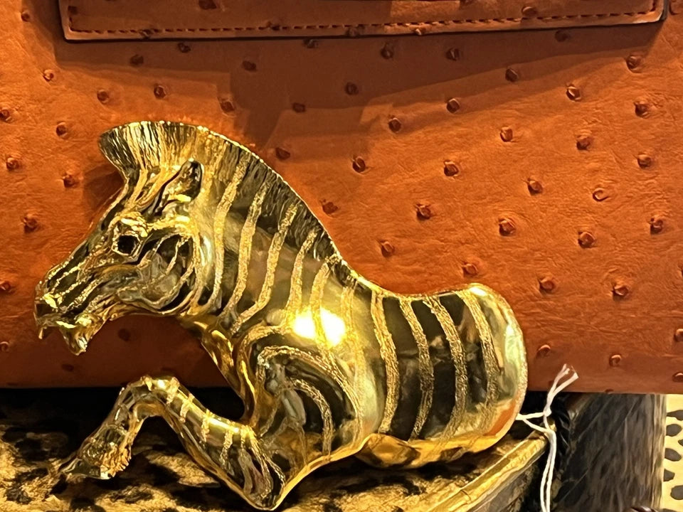 Rare Christopher Ross 24k Plated Zebra Belt Buckle 1992