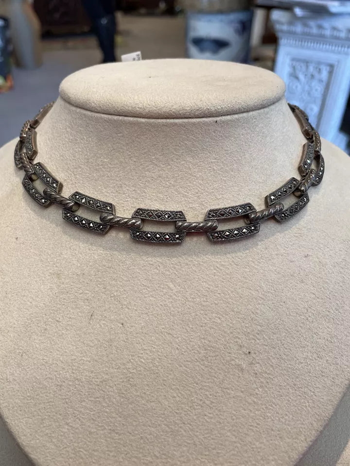 Judith Jack Sterling marcasite choker Necklace