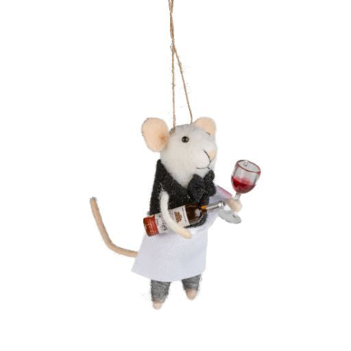 Mouse Server with Wine Bottle Ornament