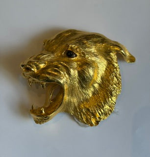 GOLD SNARLING DOG BUCKLE CHRISTOPHER ROSS