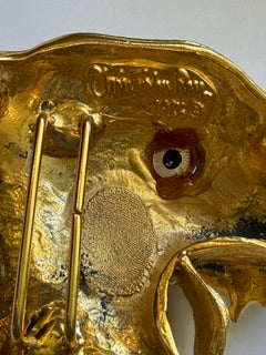 CHRISTOPHER ROSS 24 K PLATED SNARLING DOG BELT BUCKLE 1986