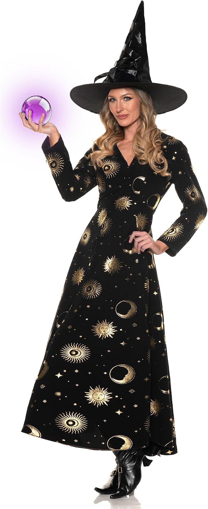 Women's Celestial Spellcaster Witch Costume with Hat