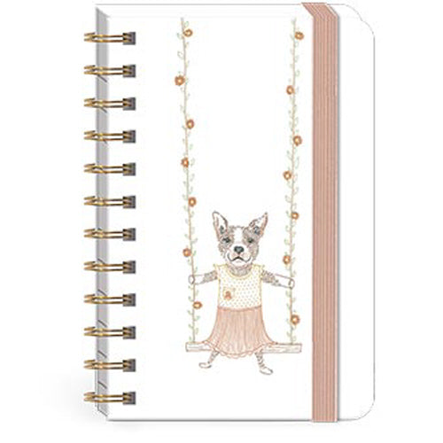 Sweet girl frenchie pup on a swing ringed spiral notepd