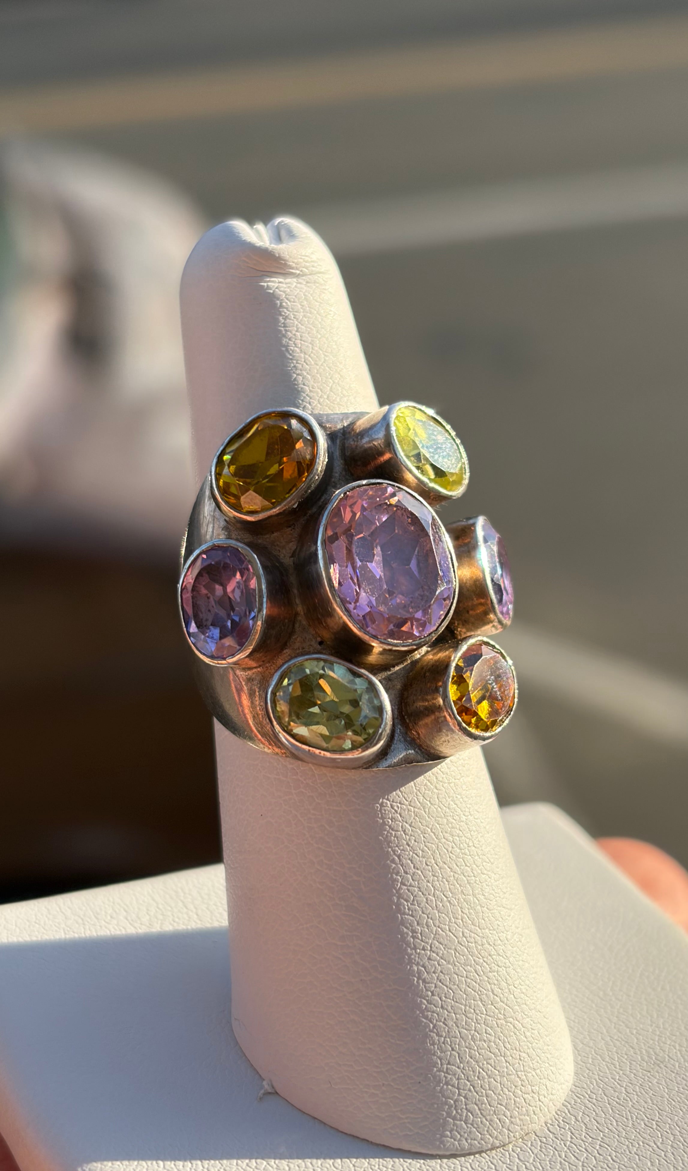sterling ring with semi precious stones
