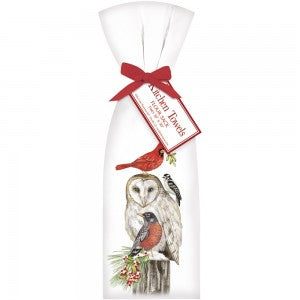 Stacked Winter Birds Holiday Christmas Kitchen Towel Set