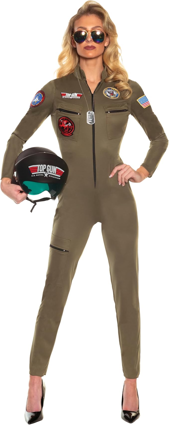 Official US NAVY TOP GUN Womens Fighter Pilot Costume Sexy-SMALL ONLY