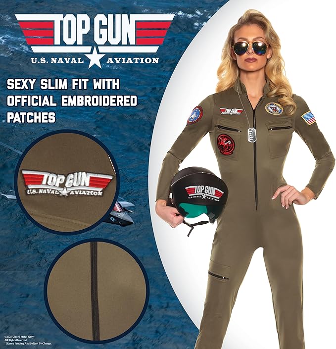 Official US NAVY TOP GUN Womens Fighter Pilot Costume Sexy-SMALL ONLY