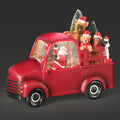 Lighted Swirl Vintage Red Truck Christmas  Santa & Festive Pups Lantern