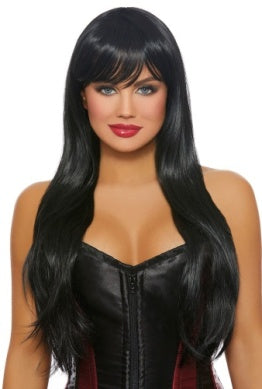 Long Layered Black Costume Wig