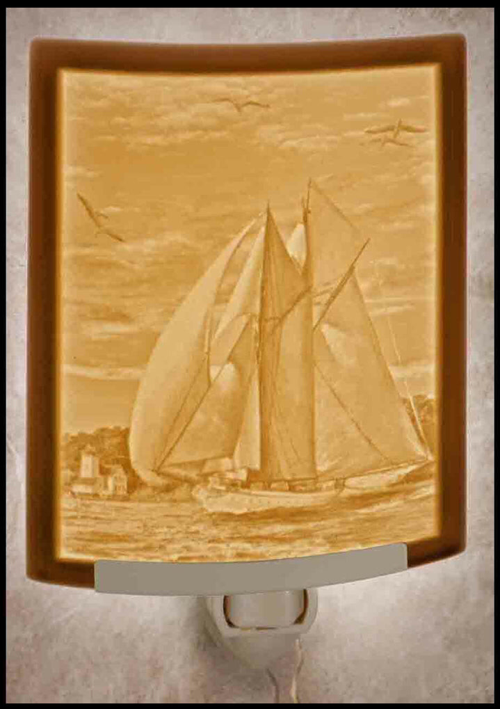 Sunset schooner sailboat nightlight