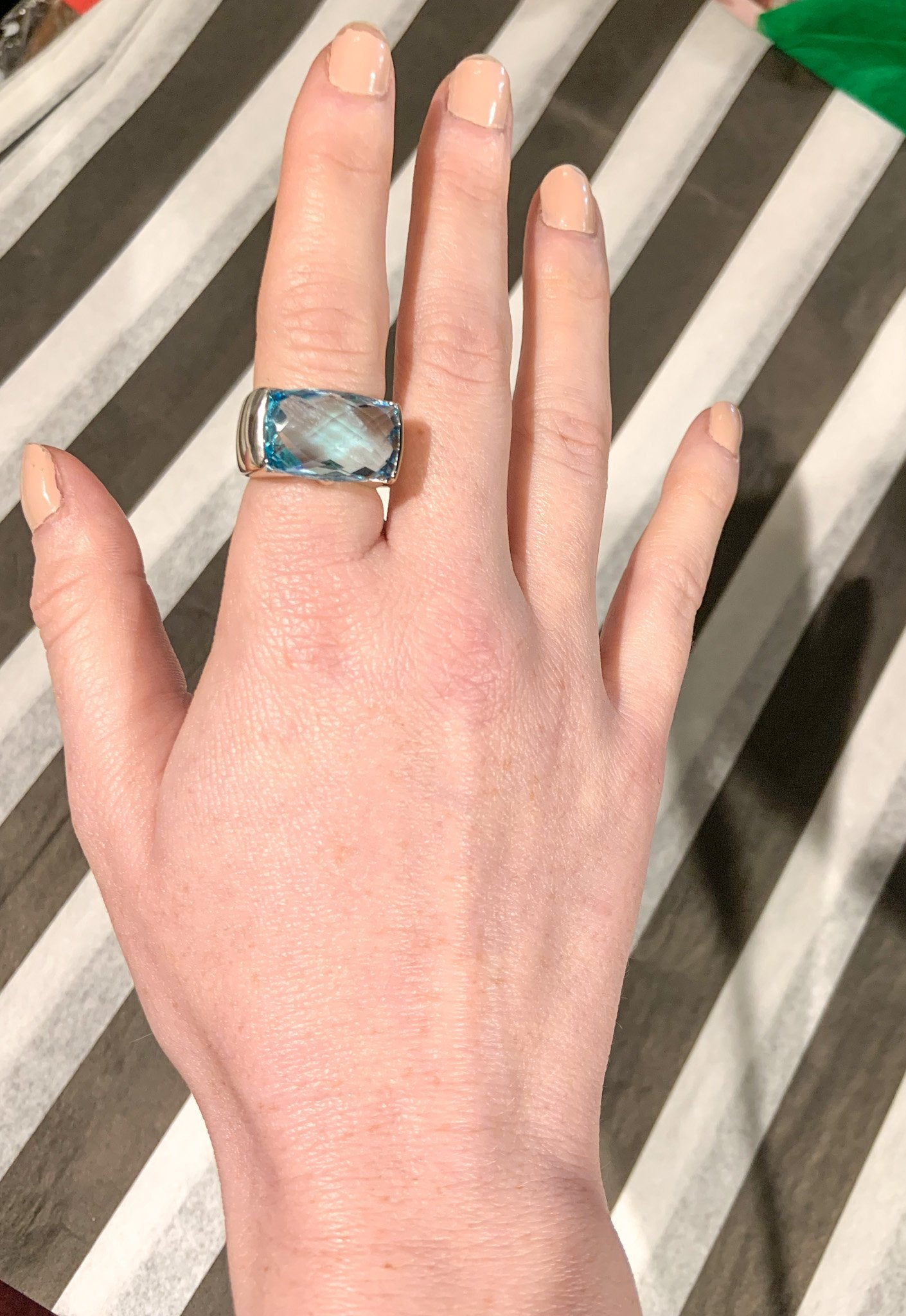 18k blue topaz ring 