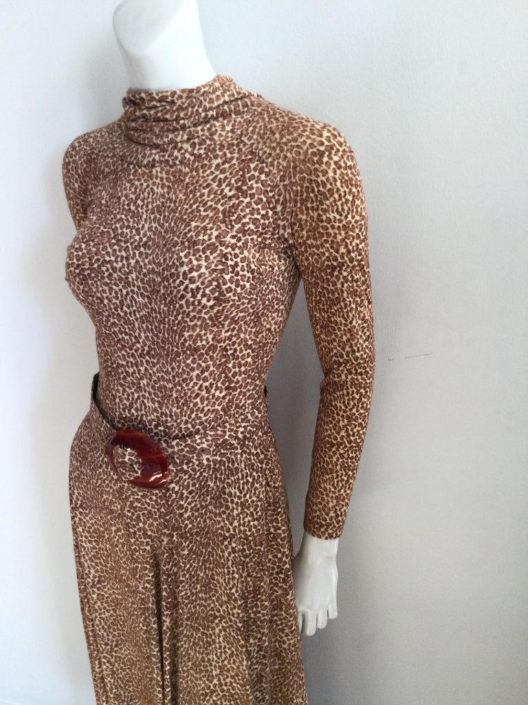 1970s B.Cohen by Jaconelli Cotton Leopard Print Jumpsuit Size 4