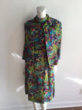 vintage 1970s floral jacket and dress 