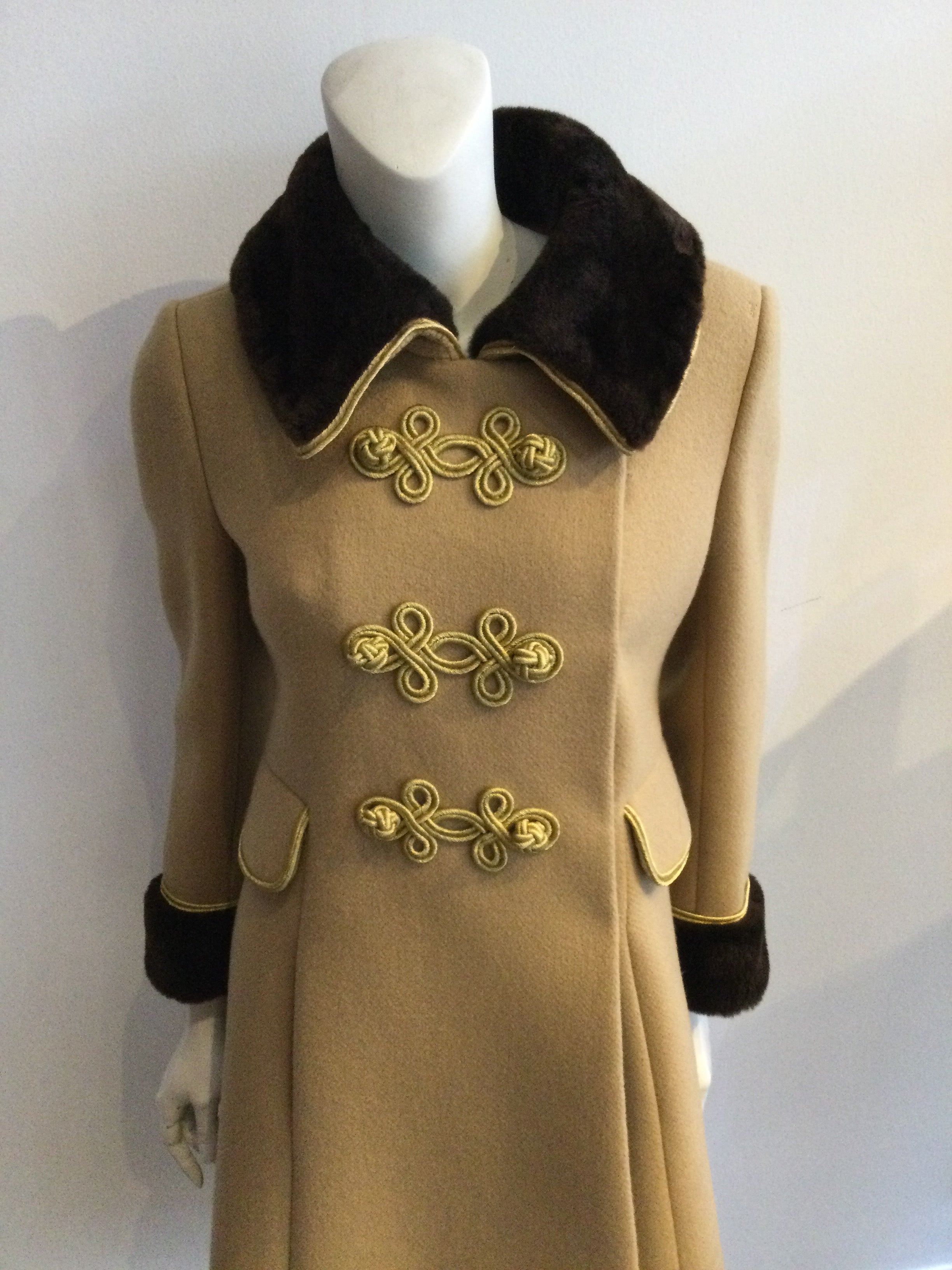 vintage 1970s tan and brown evening coat