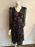1980's Yaz II Floral Chiffon Dinner Dress Size 8