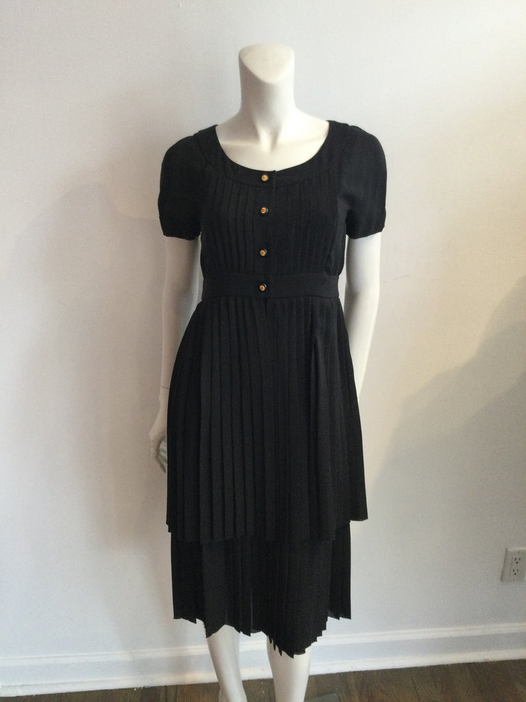 1993 Chanel  Couture Black Silk Chiffon Multistyle Dress Size  6/8