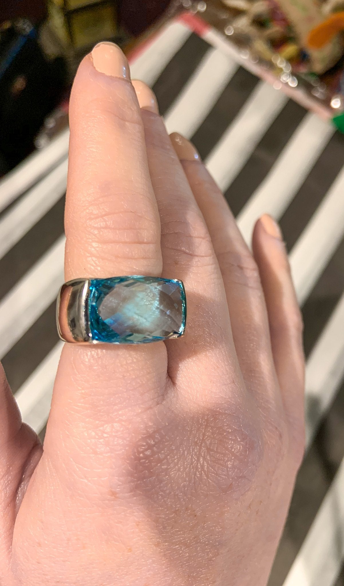 18k blue topaz ring 