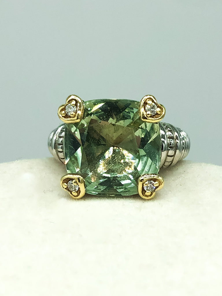 vintage judith ripka prasiolite and diamond ring