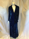 Vintage 1970s Blue velvet new dimensions skirt suit