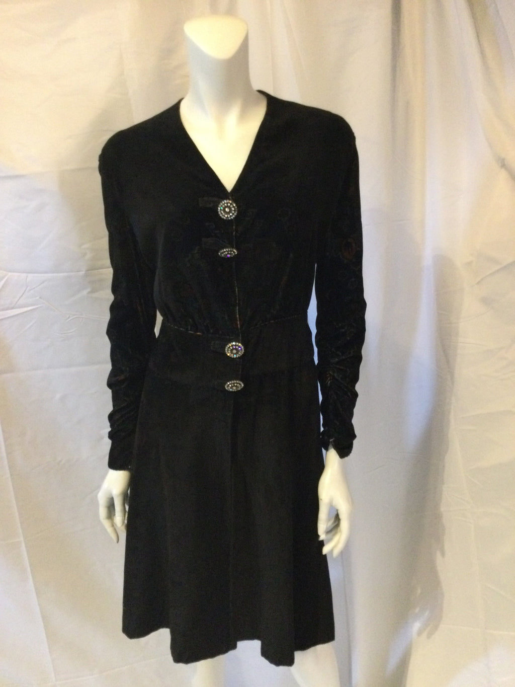 Vintage 1910 Edwardian velvet coat with rhinestone buttons