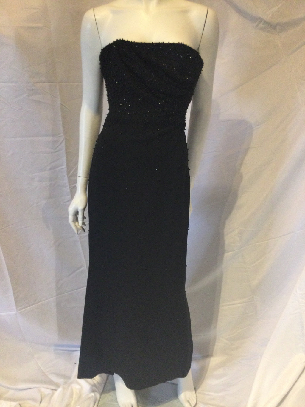 Vintage Balenciaga Black beaded silk blend evening gown