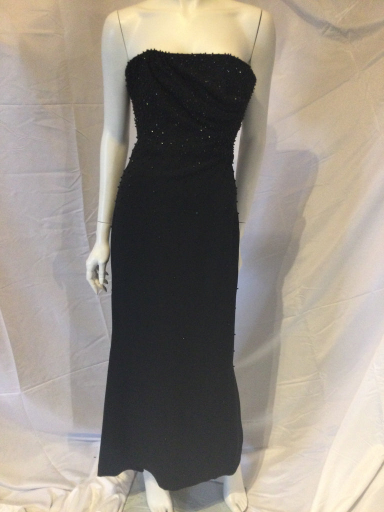 Vintage Balenciaga Black beaded silk blend evening gown