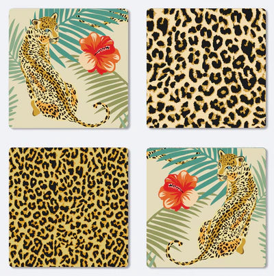 RainCaper Leopard & Hibiscus Coasters