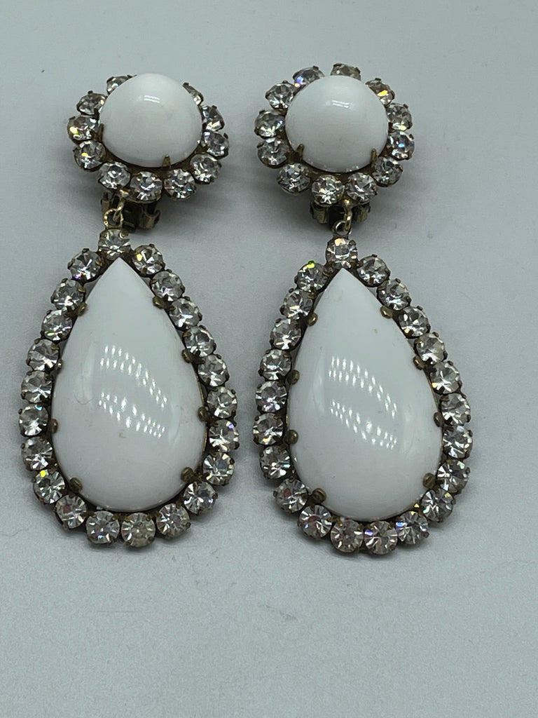 Kenneth J Lane 1960's White Earrings