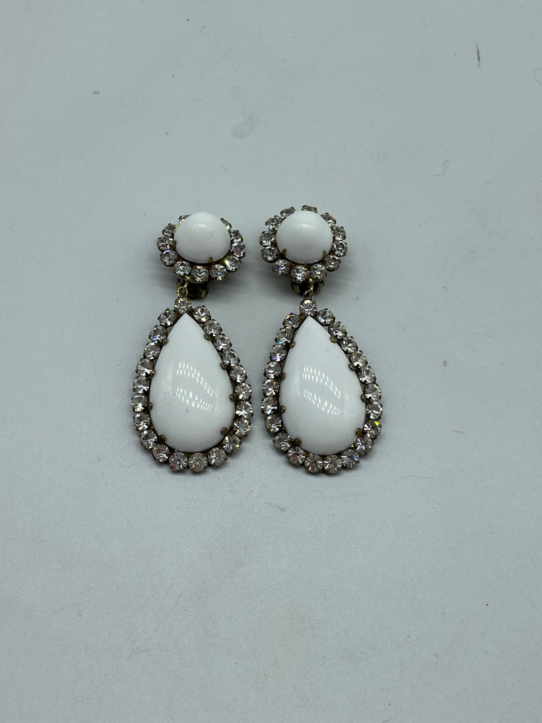 Kenneth J Lane 1960's White Earrings
