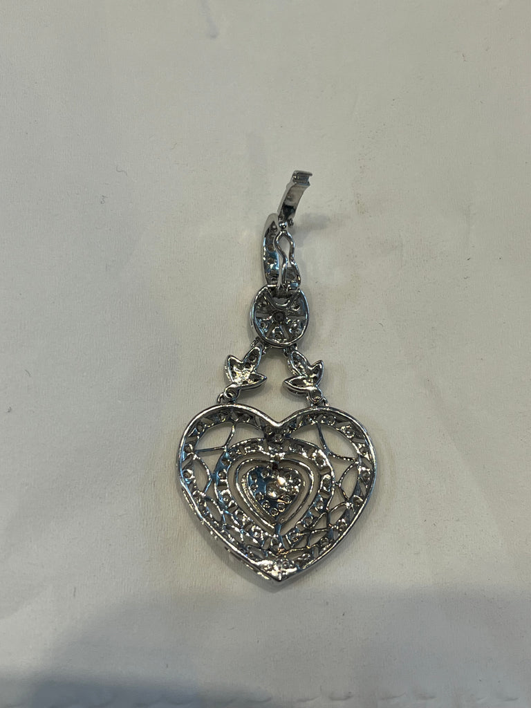 18k Filigree Diamond Heart Pendant