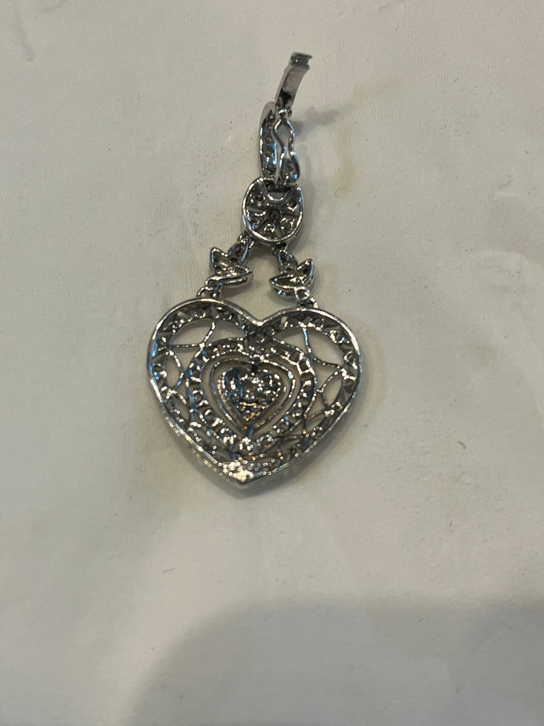 18k Filigree Diamond Heart Pendant