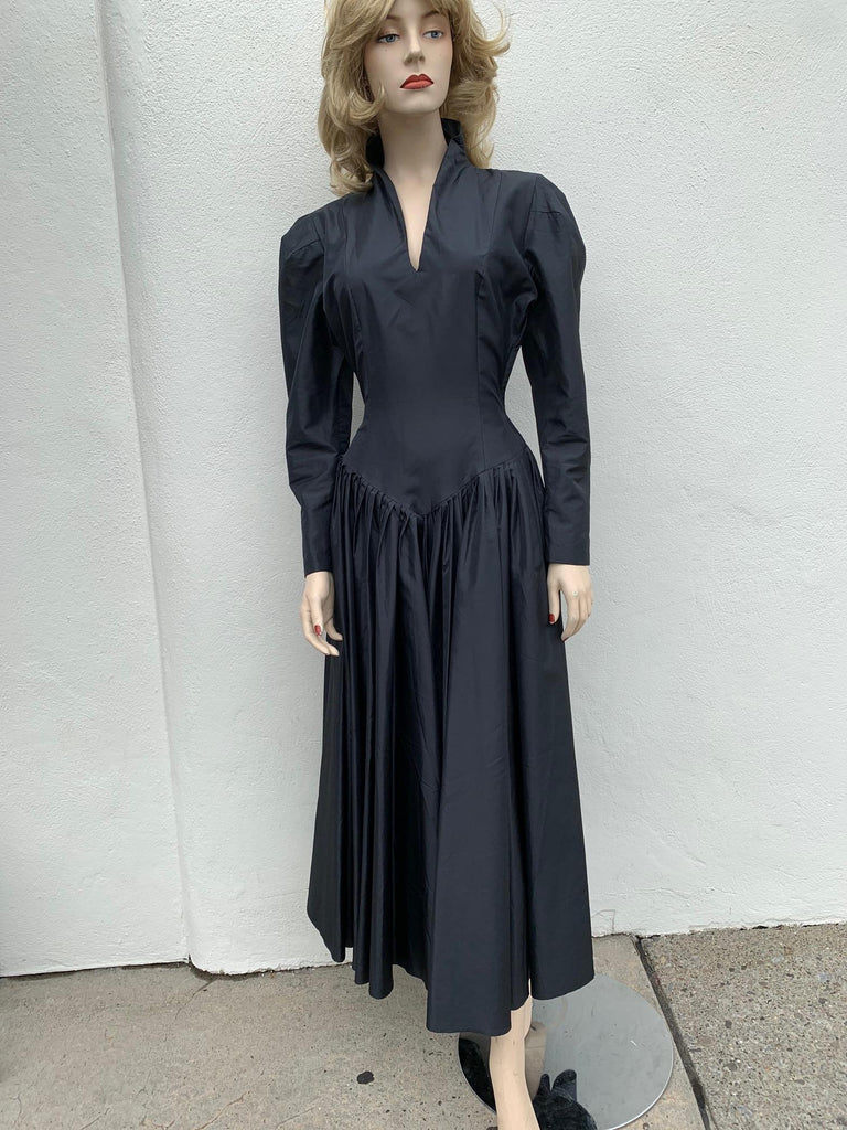 Vintage 1980s Norma Kamali black Taffetta dress