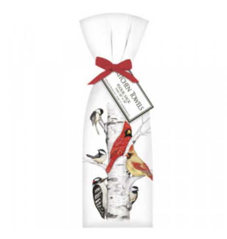 mary lake thompson birch tree birds kitchen towel set 