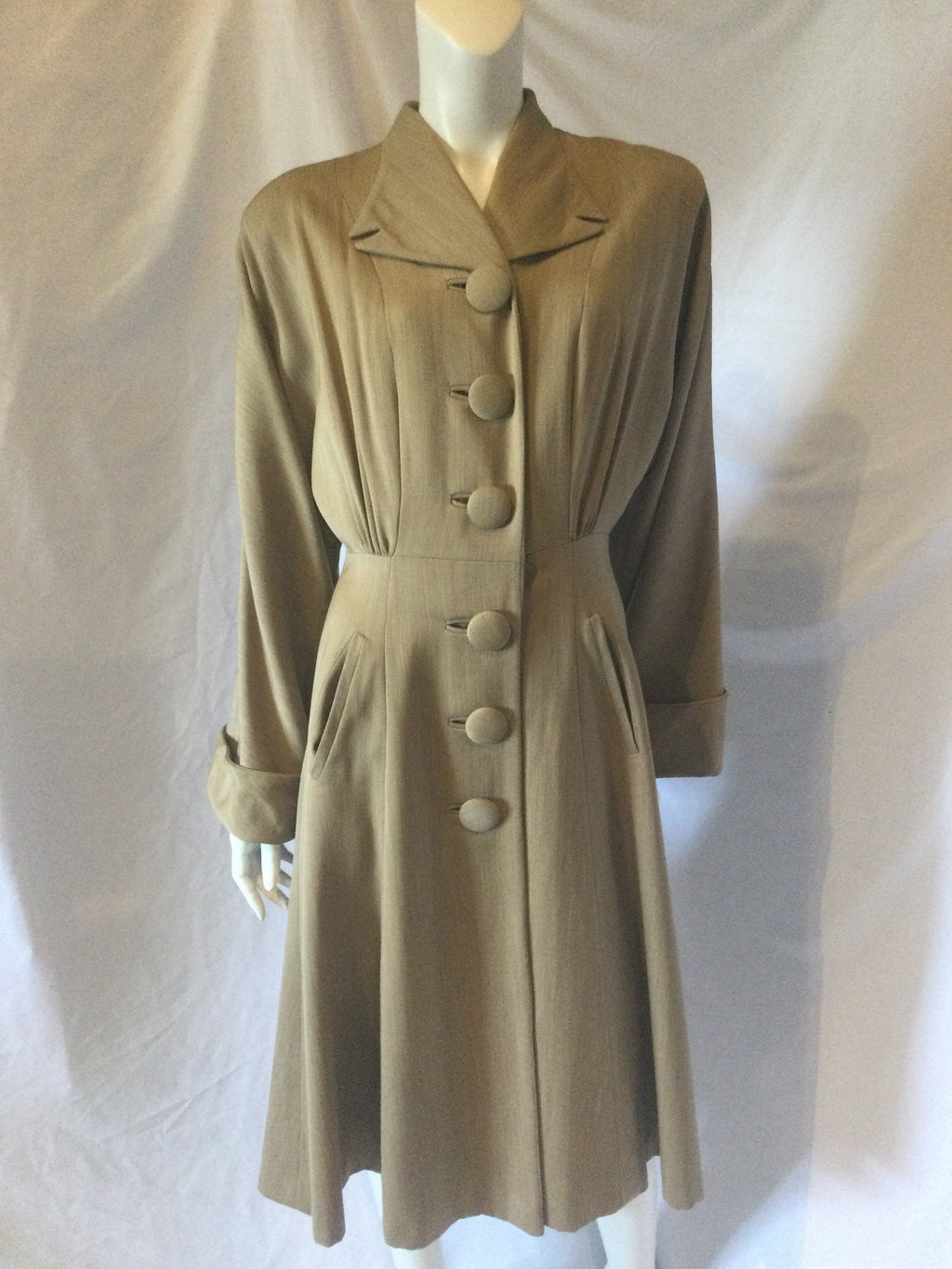 Tan Gaberdine W.S Butler 1940s spring coat 