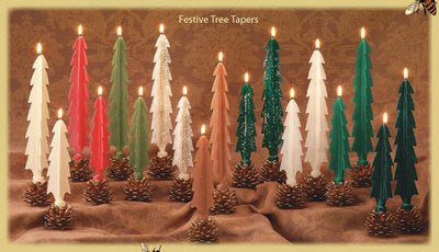 12 inch Glitzed Beeswax Trees Candles