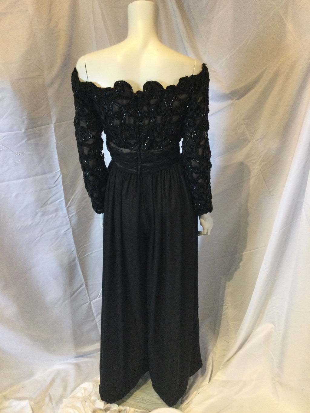 Kevin Hall Couture Silk Chiffon Black Jumpsuit