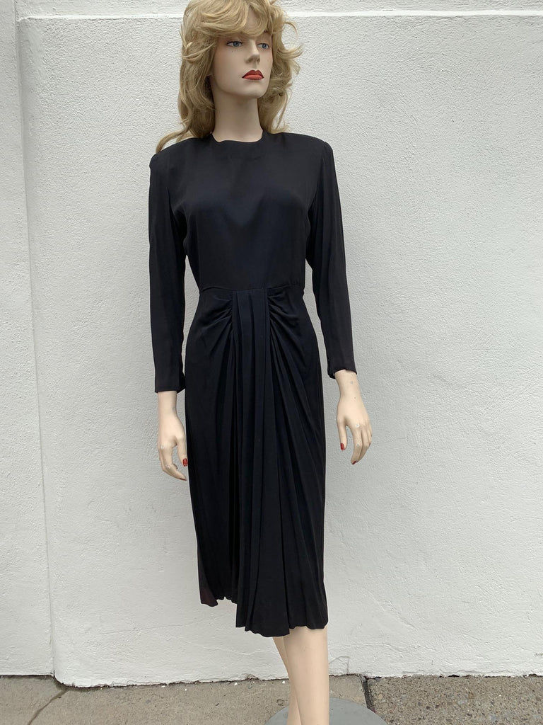 Emile 1940s black rayon ruched Dress