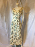 1960s ivory brocaded sleeveless dress with blue 