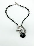 vintage 1980 sterling and onyx horsehead necklace
