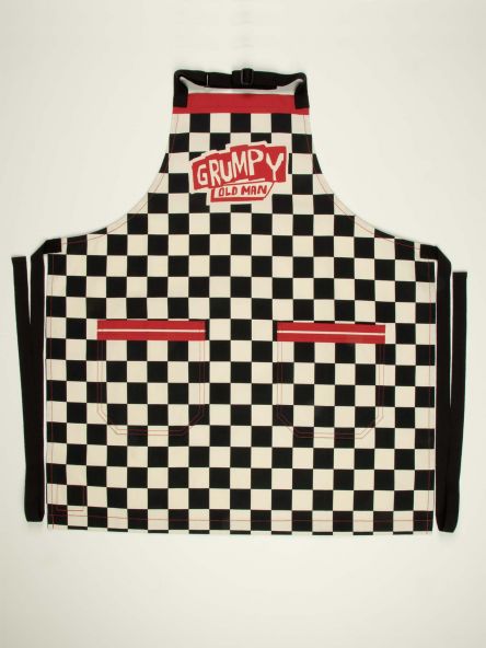 Grumpy Old Man Black and White check men's apron
