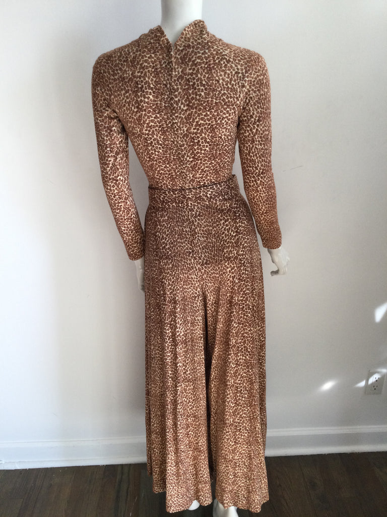 1970s B.Cohen by Jaconelli Cotton Leopard Print Jumpsuit Size 4