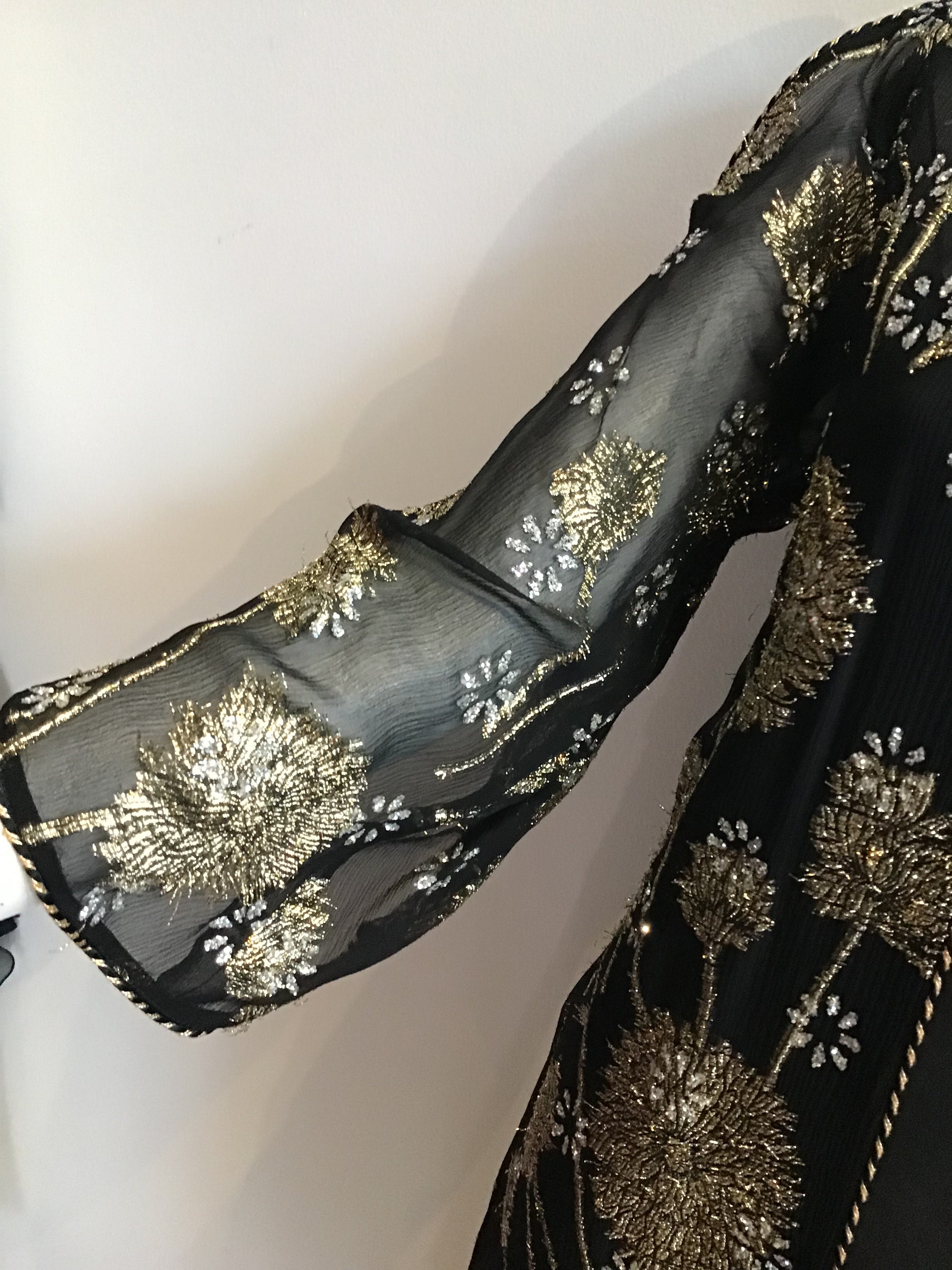 1960s Black and metallic gold thread embroidery  Persian Cocktail Ensemble