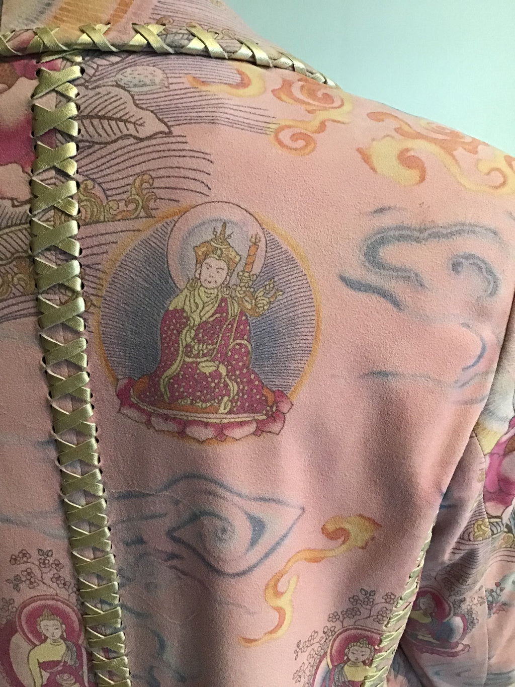 Ungaro Asian Print Rose Suede Jacket 2000s