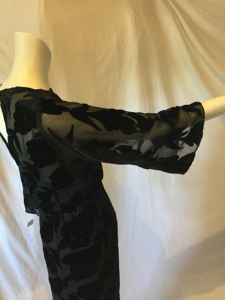 1980's Black Velvet Evening Gown-size 8