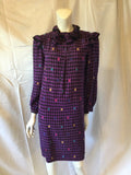 Vintage 1980s Oscar De La Renta purple printed silk dress